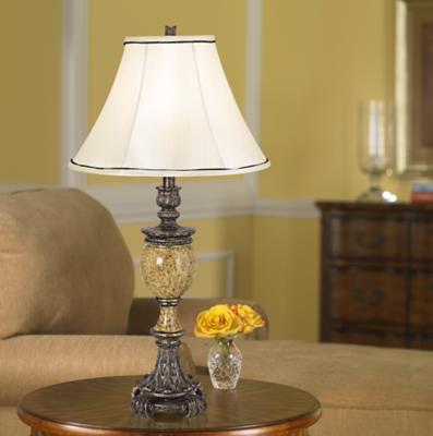 A traditional bell shape lamp shade.