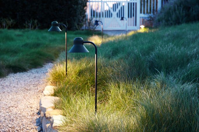 Photo of path lights in a yard